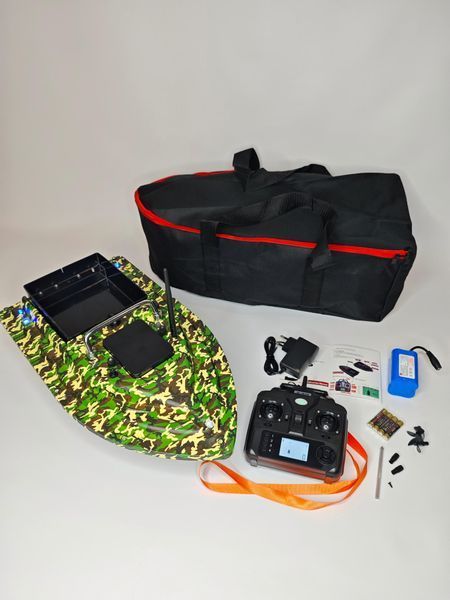 Карповый кораблик для прикорма Flytec D16 с GPS 16 точек 36000mAh однобоксовый камуфляжный 107976644 фото