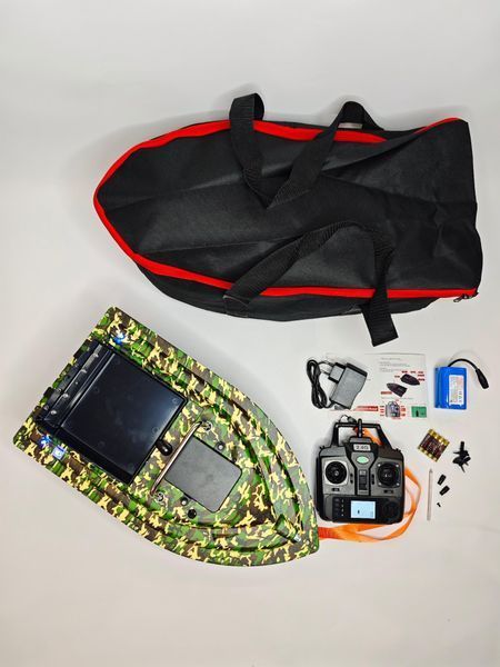 Карповый кораблик для прикорма Flytec D16 с GPS 16 точек 36000mAh однобоксовый камуфляжный 107976644 фото