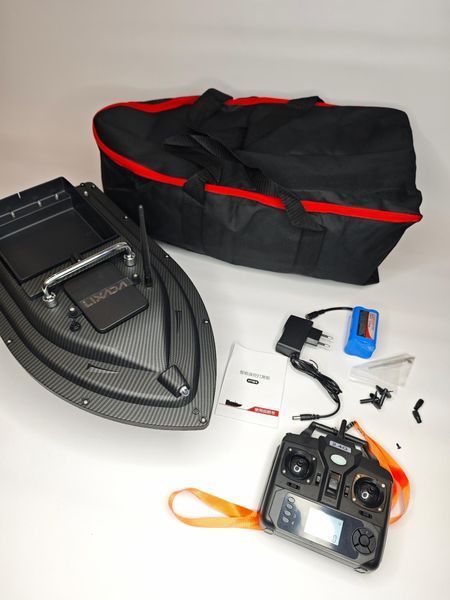 Короповий кораблик для підгодовування Flytec D16 з GPS 16 точок 36000mAh однобоксовий Чорний карбон 118597414 фото