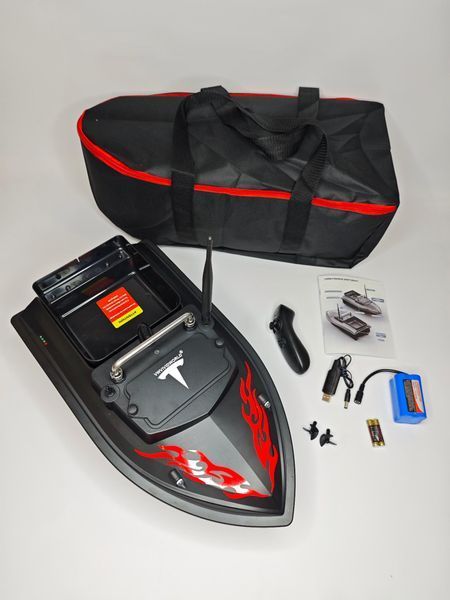 Короповий кораблик для прикорму Flytec v050 36000mAh однобоксовий чорний 118596745 фото